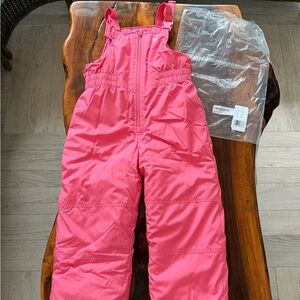 Carter's 5/6 girls Bright Pink snow bibs used once gently loved
